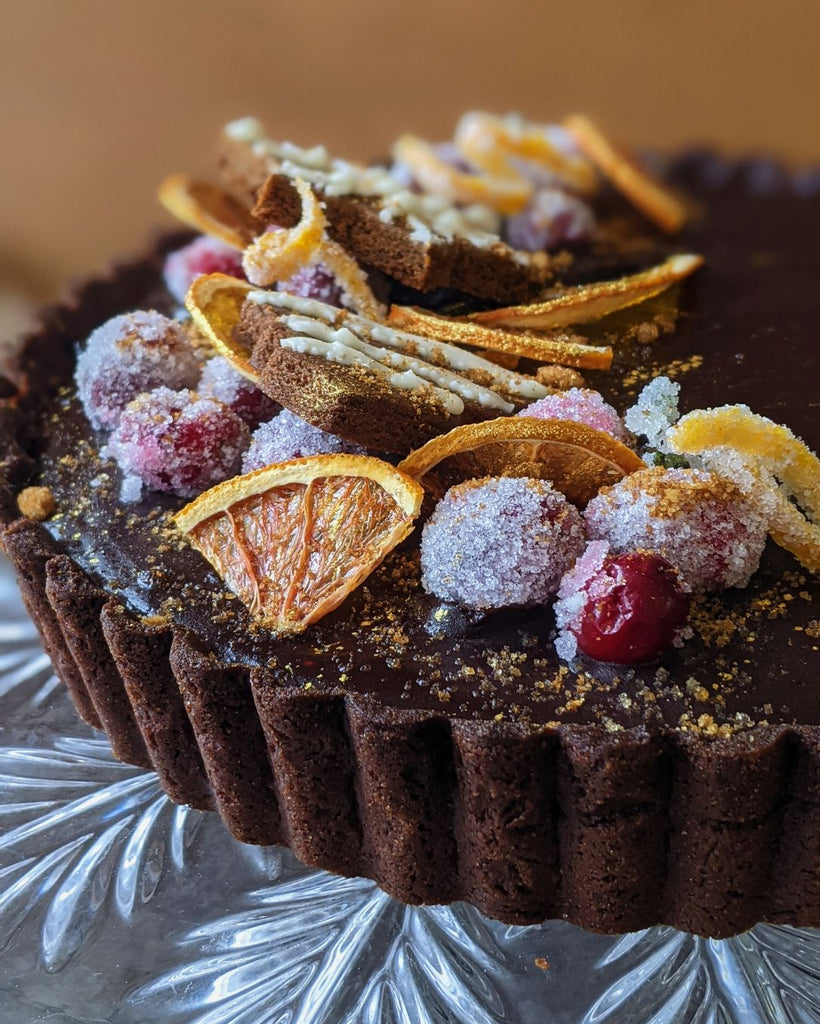 Cranberry Chocolate Gingerbread Tart