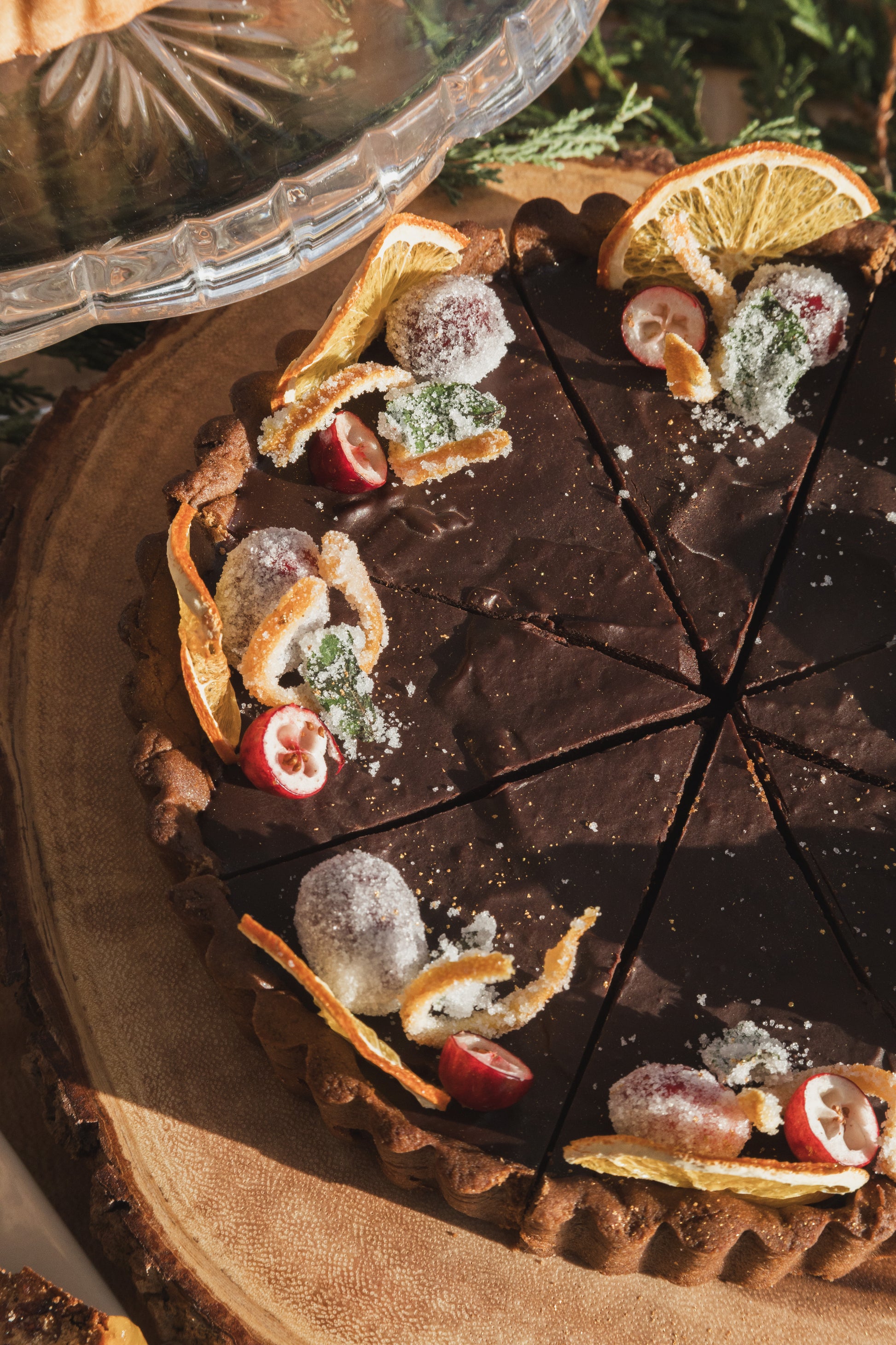 Cranberry Chocolate Gingerbread Tart